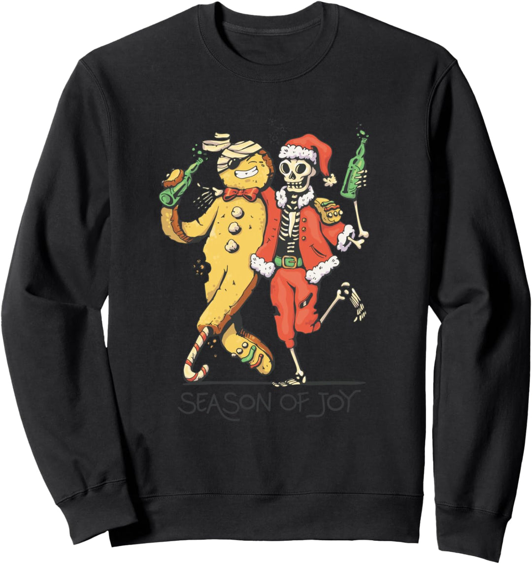 XMAS Frohe Weihnachten & Happy Christmas Skelett & Lebkuchen Sweatshirt