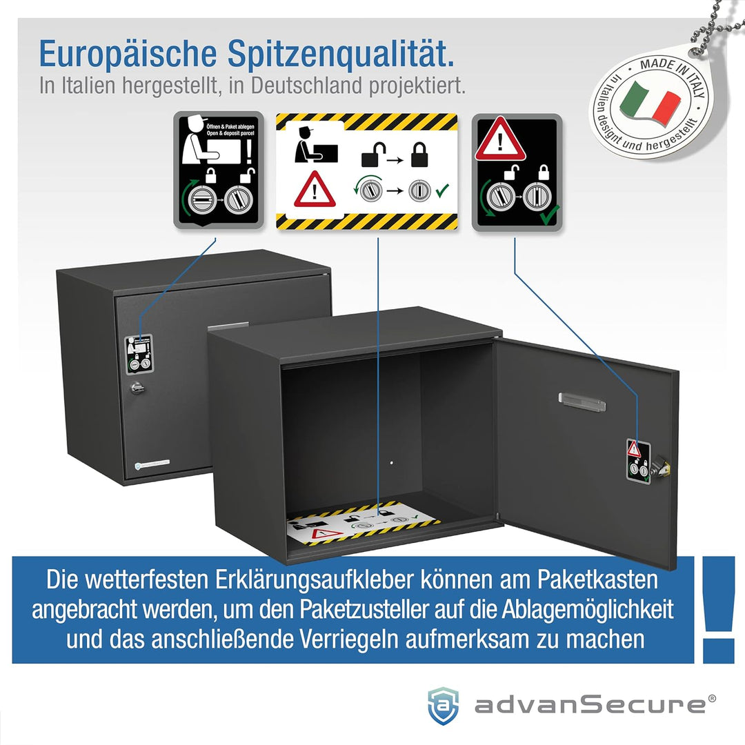 advanSecure® Paketkasten | innovatives Schliesssystem für kontaktlose Paket-Zustellung | für mittel-
