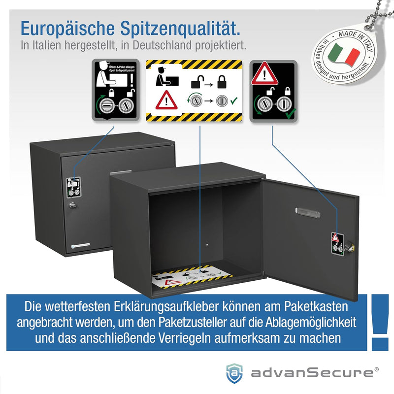advanSecure® Paketkasten | innovatives Schliesssystem für kontaktlose Paket-Zustellung | für mittel-