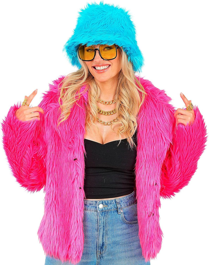 W WIDMANN MILANO Party Fashion - Damen Kunstfell-Jacke, flauschiger Pelz, Plüschjacke, Kostüm, Party