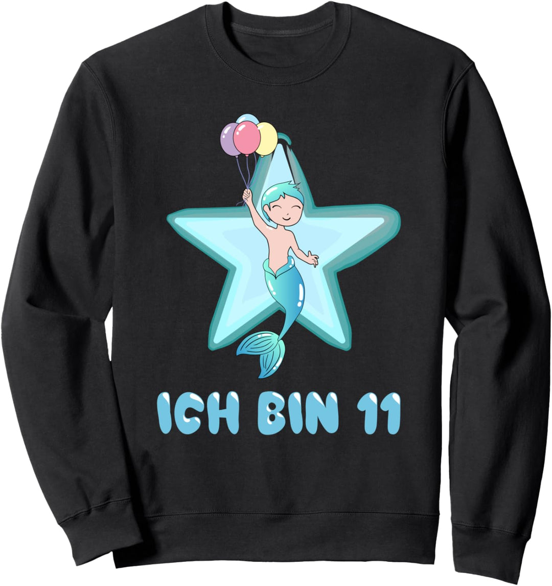 Junge 11. Geburtstag Merman mit Luftballons Ich bin 11 Sweatshirt