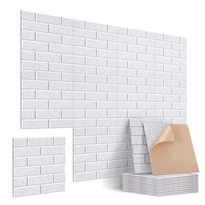 Jamelo 12 Stück Selbstklebende Akustikpaneele, 30x30x0,9cm，3D Hochdichte Ziegelstein-Akustikpaneele，