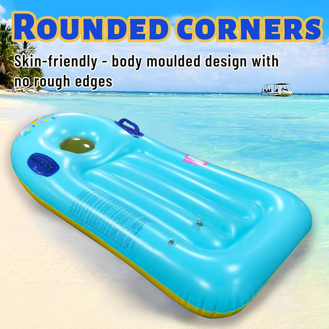 Schwimmbrett Bodyboard Aufblasbar, dellyy 110 x 48cm Surfbrett Bodyboard mit Griffen, Schwimmhilfe A