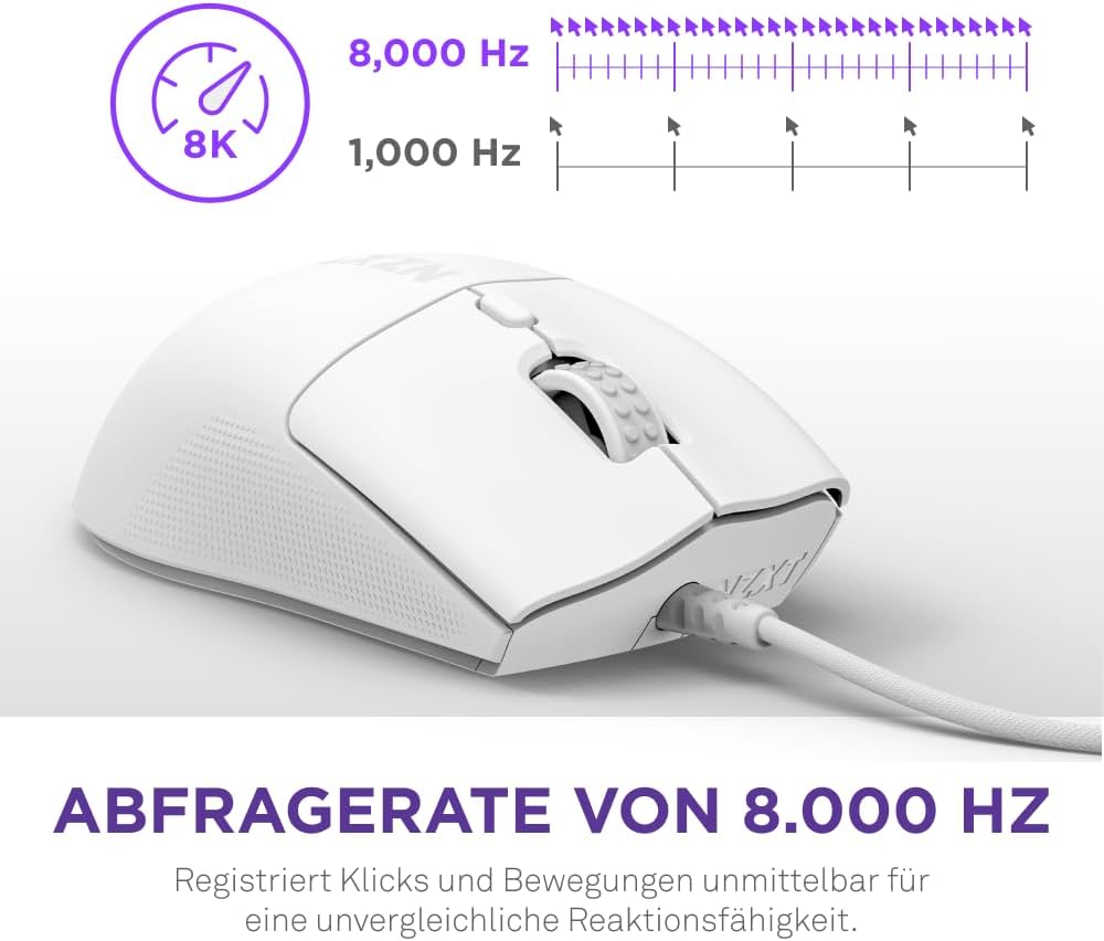 NZXT Lift 2 Ergo | Leichte ergonomische kabelgebundene Gaming-Maus | Leichte 61-g-Konstruktion | 8K-
