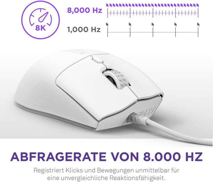 NZXT Lift 2 Ergo | Leichte ergonomische kabelgebundene Gaming-Maus | Leichte 61-g-Konstruktion | 8K-