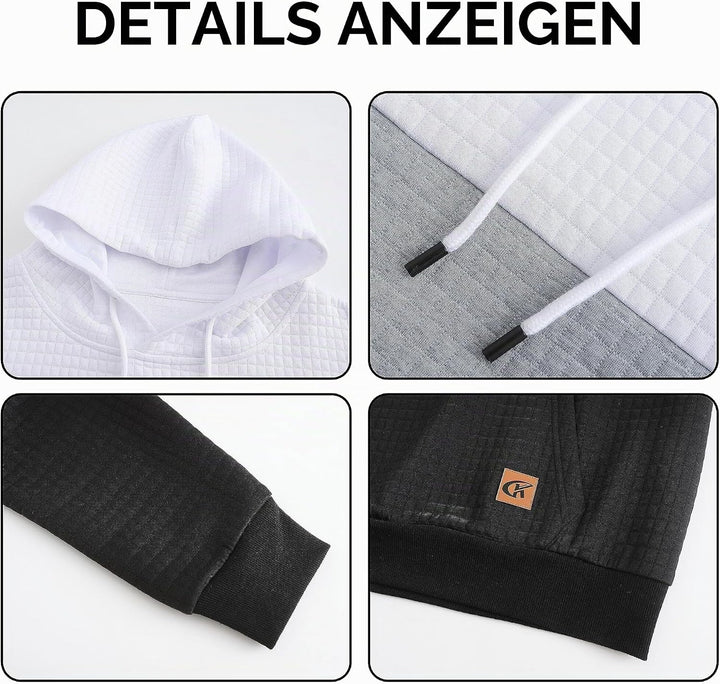 YuKaiChen Herren Pullover Herren Patchwork Hoodie Langarm Jacquard Kaputzenpullover Farbblock Sweats