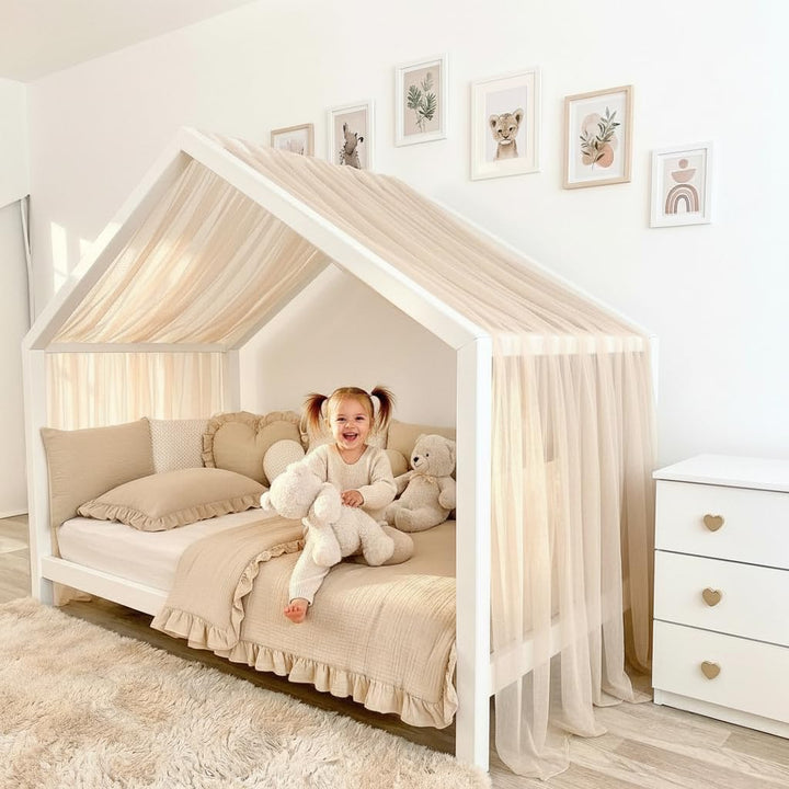 Baby Fancyroom Hausbett Himmel aus Tüll, Handgefertigt, Gekräuselt, Baldachin, Betthimmel für Kinder