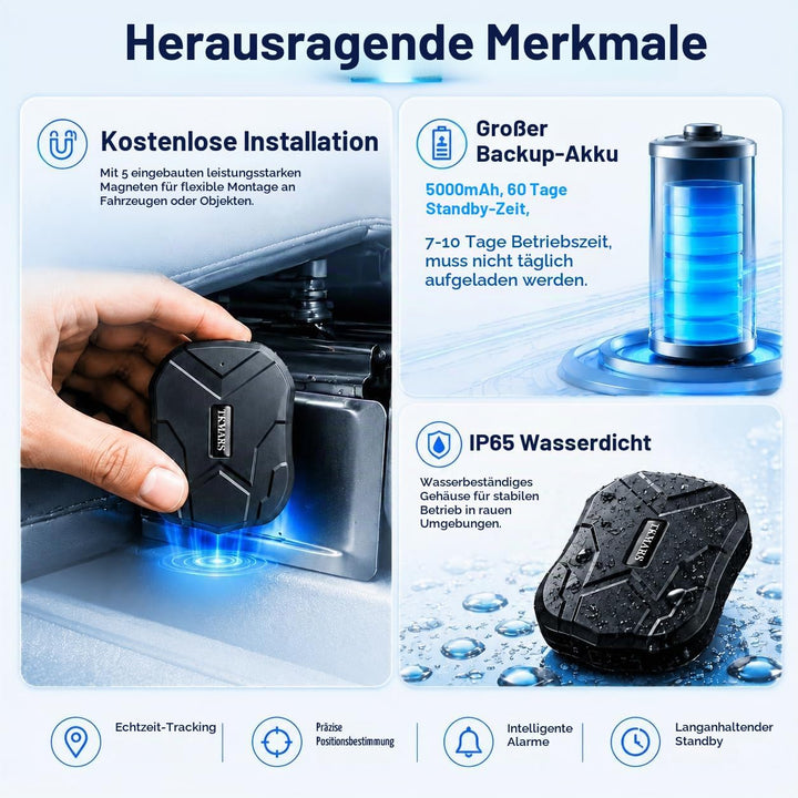 TKMARS TK905 Auto 4G GPS-Tracker, 5000mAh-Akku, funktioniert über SMS/APP/Webplattform ohne ABO, Ver