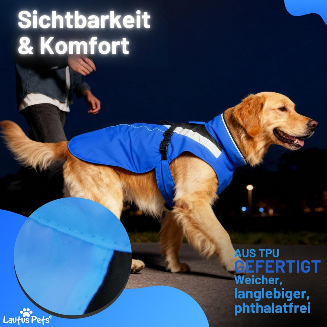 Wasserdichter Hunderegenmantel, reflektierenden Sicherheitsstreifen & Leinenöffnung – Leichte, Jacke