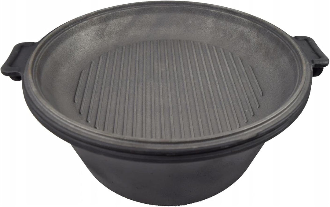 Ungarischer Kessel Gusseisen Dutch Oven Dreibein Deckel Feuertopf mit Pfanne Dreifuss 9 L