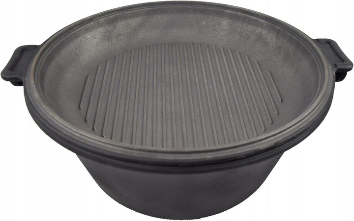 Ungarischer Kessel Gusseisen Dutch Oven Dreibein Deckel Feuertopf mit Pfanne Dreifuss 9 L