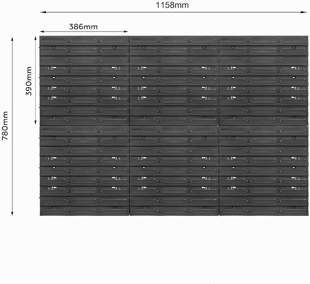 SimpleThing Lagersystem Werkstattregal | 117 x 78 cm | 40 stck. Box | Wandregal mit Stapelboxen - Wa