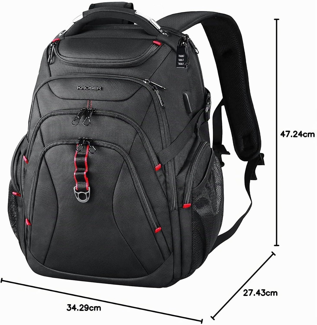 KROSER Laptop Rucksack Herren 18.4 Zoll Reise XXL BusinessRucksack Schwerlast Wasserdicht mit Hartge