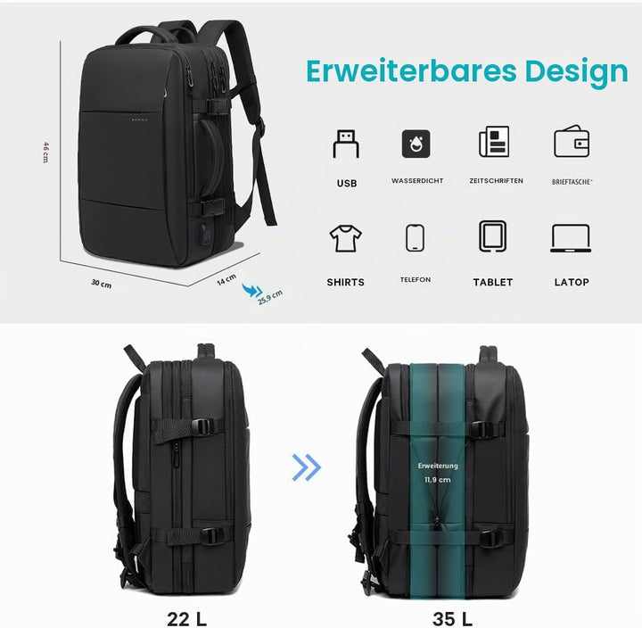 BANGE Reiserucksack, Handgepäck Rucksack Strapazierfähige Convertible Duffle Bag Fit für 17,3-Zoll-L