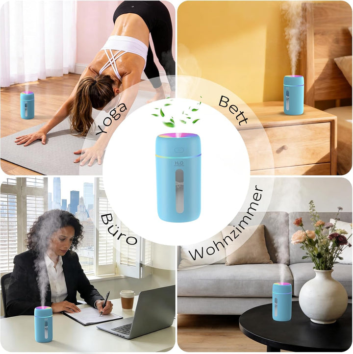 Mini Luftbefeuchter für Schlafzimmer Kinderzimmer Pflanzen,7-Farben-Licht 28dB Silent Air Humidifier