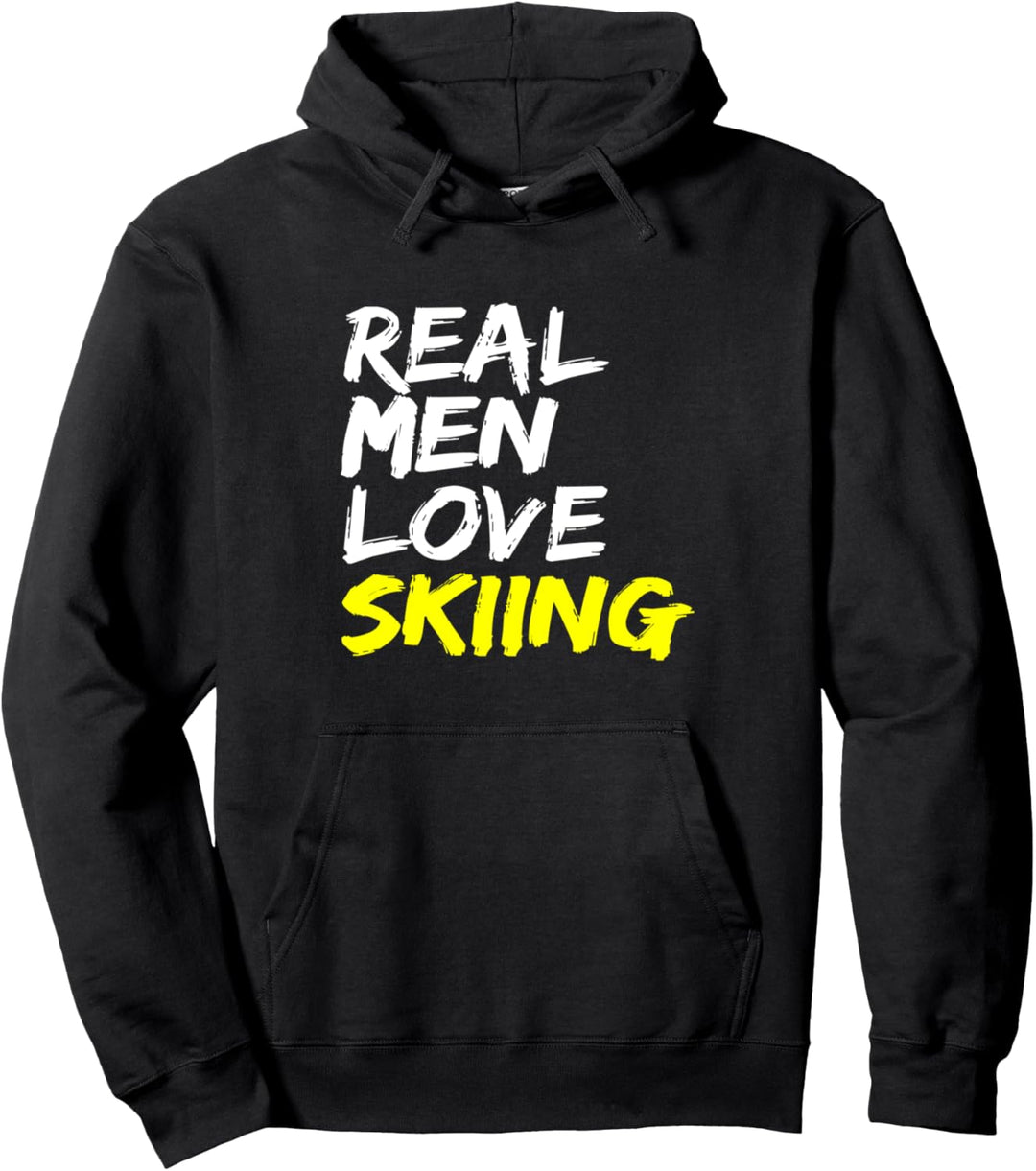 Ski Lehrer Spruch Design "Real Men Love Skiing" Skifahrer Pullover Hoodie