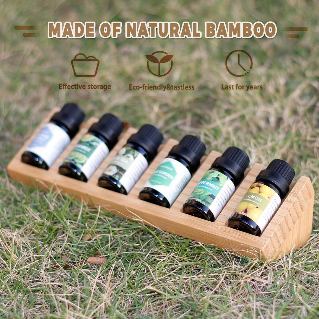 6 Loch Hölzern für Ätherisches Öl Display Ständer, Aromatherapie Öle Organizer – 2 Stück Ätherische