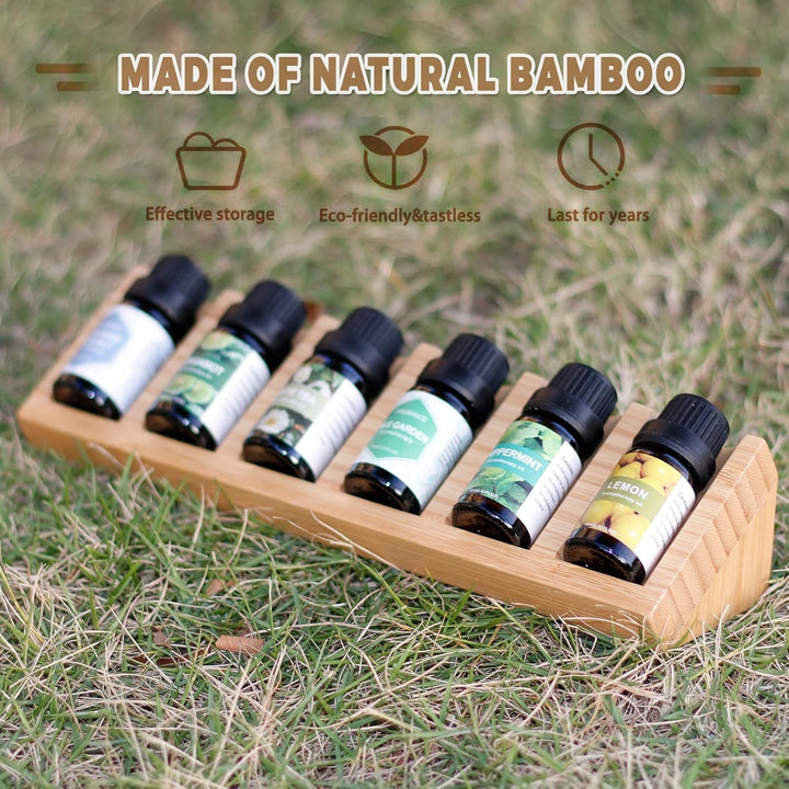 6 Loch Hölzern für Ätherisches Öl Display Ständer, Aromatherapie Öle Organizer – 2 Stück Ätherische