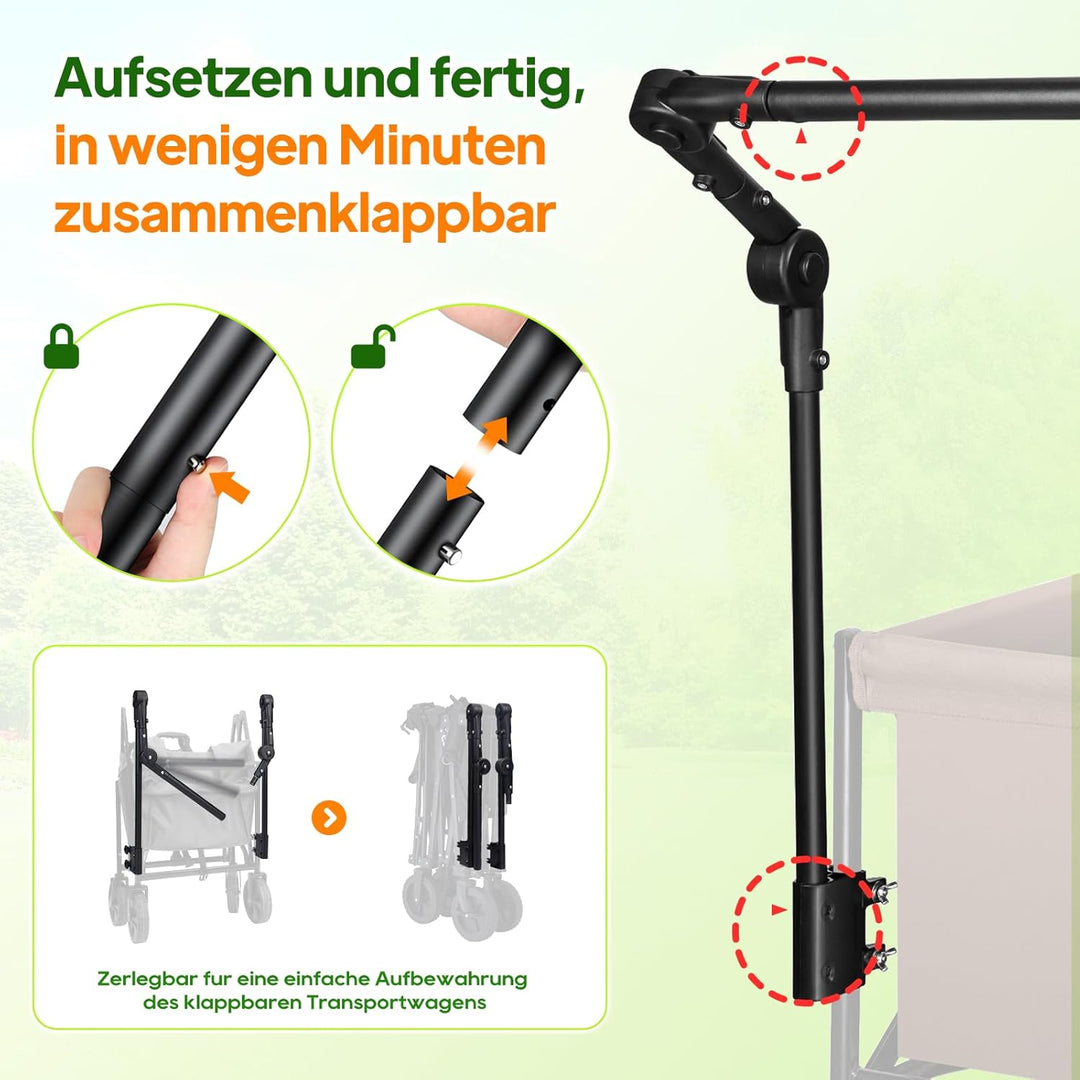 Upgrade Bollerwagen Schiebegriff Griff Ersatz, Klappbarer Handgriff, Ergonomischer Kinderwagengriff