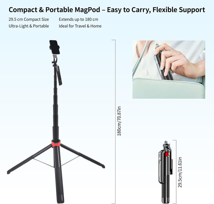 Handy Stativ mit Ringlicht – 10,0" Dimmbares Ringlicht, 180cm Höhenverstellbare Stativ &amp; Fernbedienu