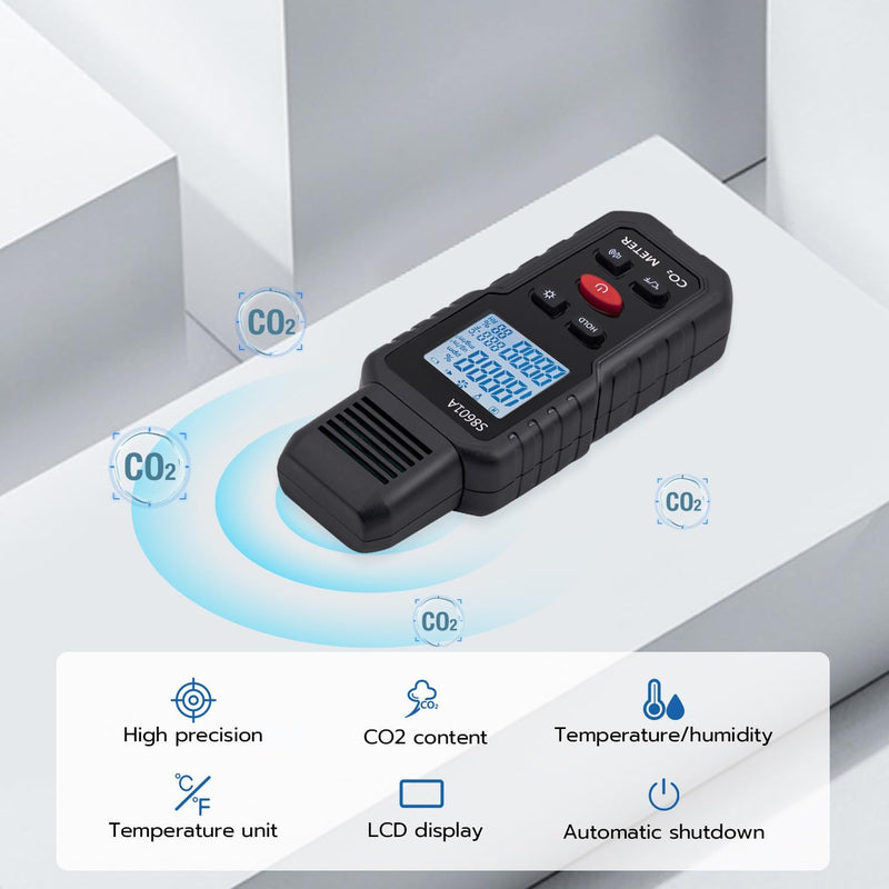 Mcbazel 3-in-1 Luftqualitätsmonitor, CO2-Detektor, Temperatur- und Feuchtigkeitsmesser, CO₂-Infrarot