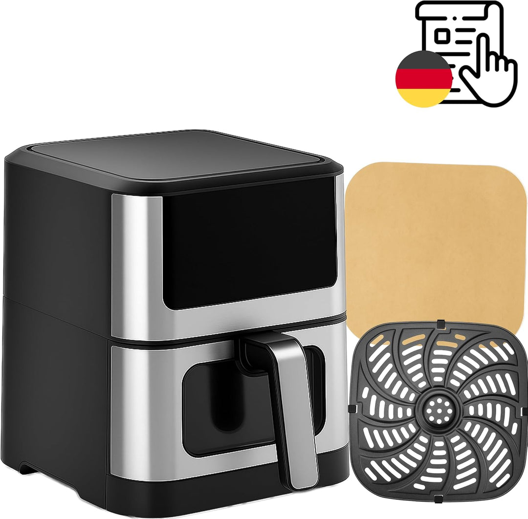 Retoo Heissluftfritteuse 8L XXL Airfryer 1800W, 14 Programme Bis Max 200 °C, Fritteuse Ohne Öl Mit S