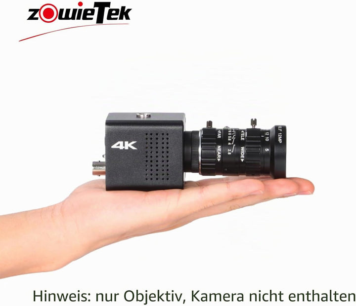 Zowietek 5-50 mm 12 MP C-Mount Zoomobjektiv mit geringer Verzerrung, mit C-CS-Adapter, für Zowietek