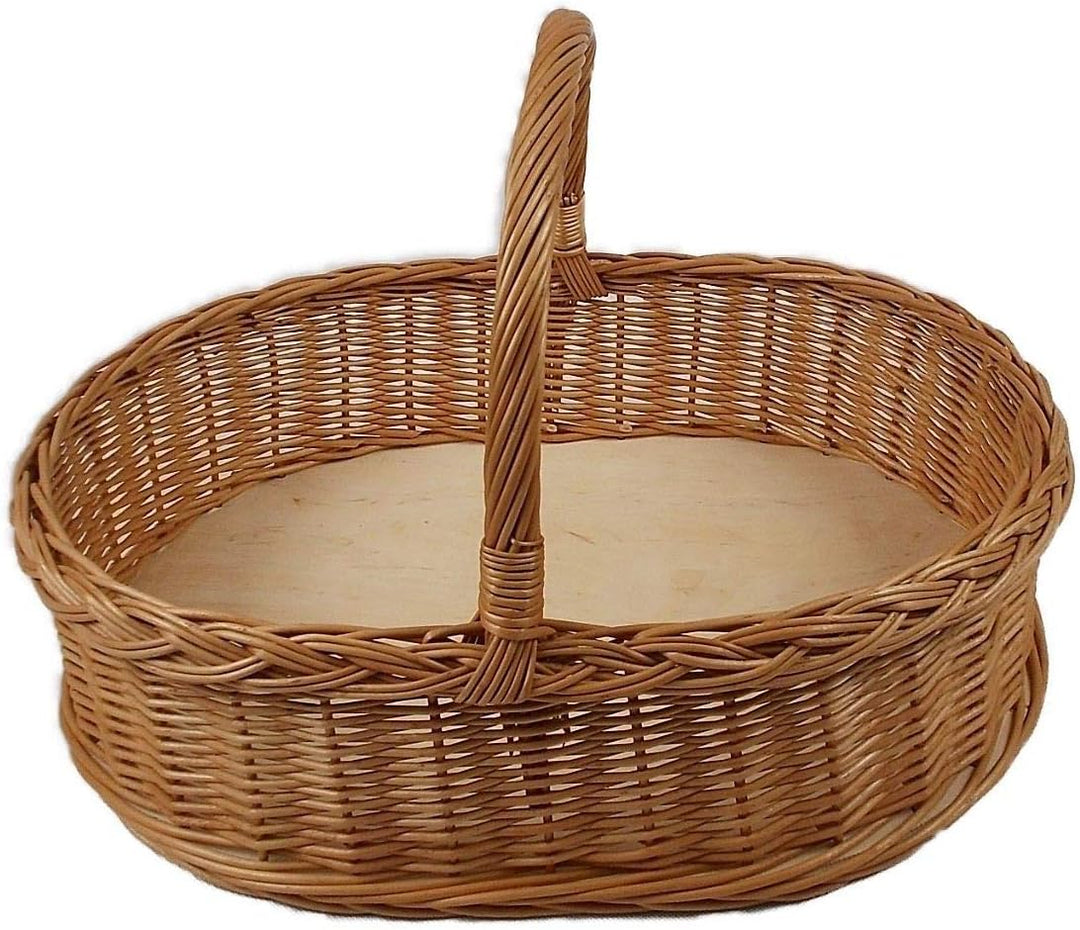 Weidentablett mit Henkel Braun Oval ca. 52x40x35 cm