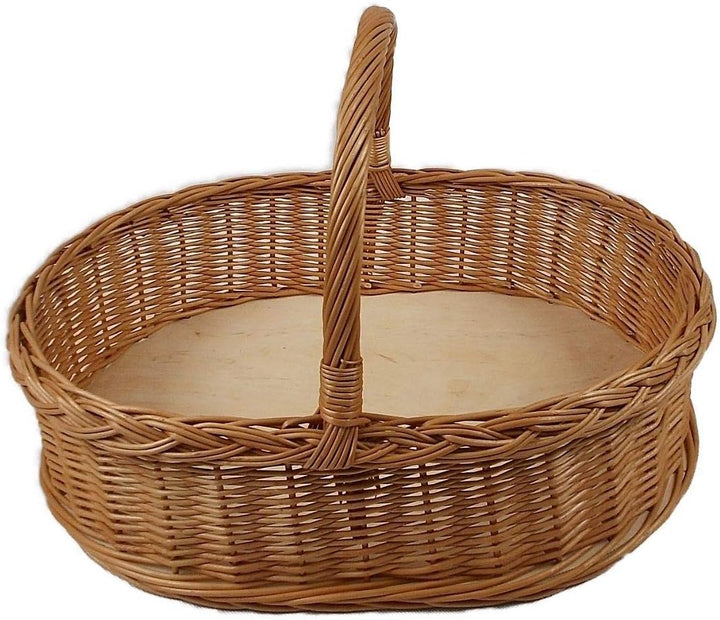 Weidentablett mit Henkel Braun Oval ca. 52x40x35 cm