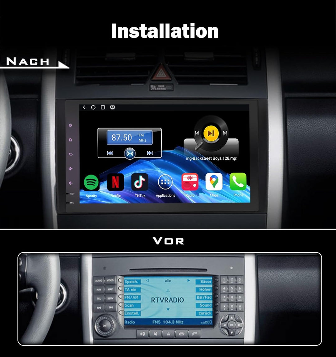 Erisin 9 Zoll Android 14 DAB+ Autoradio 8-Kern 4GB+64GB Für Mercedes A Klasse W169 B Klasse W245 Via