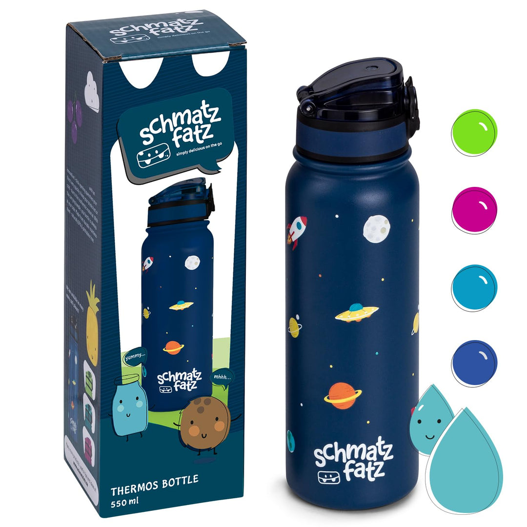 schmatzfatz Trinkflasche Kinder Auslaufsicher, 550ml Edelstahl-Trinkflasche für Schule & Kindergarte