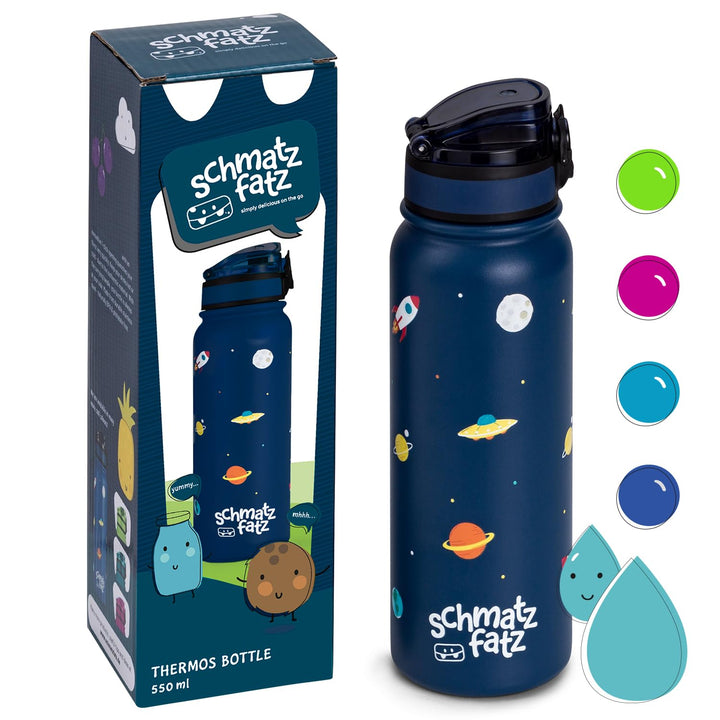schmatzfatz Trinkflasche Kinder Auslaufsicher, 550ml Edelstahl-Trinkflasche für Schule & Kindergarte