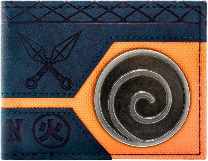 Shinobi Ninja Uzumaki Clan Swirl Crest Konoha Metallabzeichen Emblem Geldbörse/Geldbeutel Zweifach I