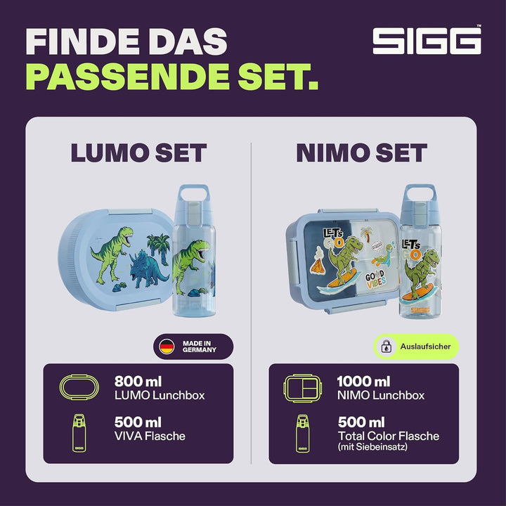 Sigg - Lumo Kinder Lunchbox Set 2 - Brotdose Kinder mit Fächern - Mikrowellen- &amp; Spülmaschinengeeign