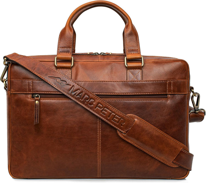 Marc Peter Laptoptasche Dallas I Leder Umhängetasche für 15.6 zoll Laptop I Aktentasche für Notebook