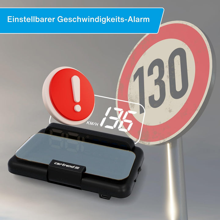 Cartrend 10632 Head Up OBD2 & HUD Display Geschwindigkeitsmesser Auto Tachometer Wassertemperaturmes