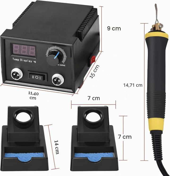 Trsaow Brandmalerei 60W LCD Holzbrenner 0-750°C für Holz, Leder, Kürbis, 2 Stifte und 33 Drahtspitze