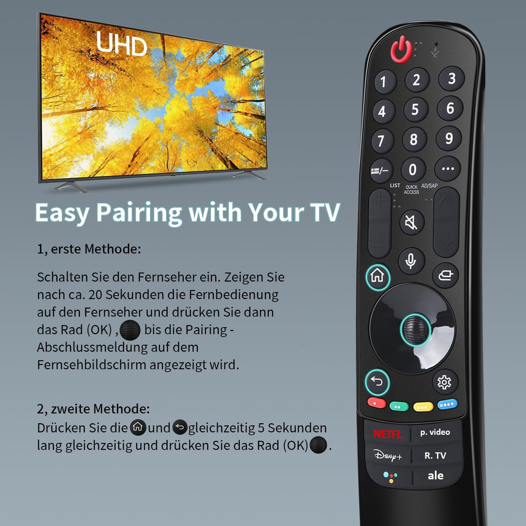Gvirtue MR22GN Sprach Magic Fernbedienung für LG fernseher, Ersatz für LG Fernbedienung MR23GA MR22G