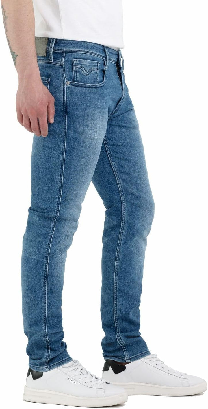 Replay Herren Jeans Anbass Slim-Fit mit Comfort Stretch 27W / 30L Medium Blue 009, 27W / 30L Medium