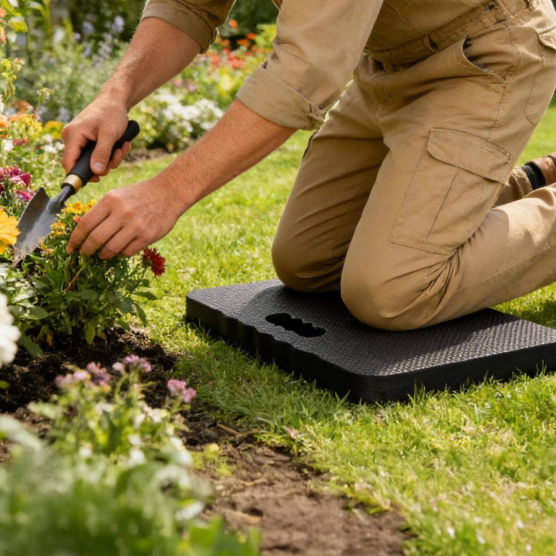 Relaxdays Kniekissen, 2er Set, Garten, Werkstatt, Yoga, Schaumstoff, Tragegriffe, HBT 4 x 46 x 28 cm