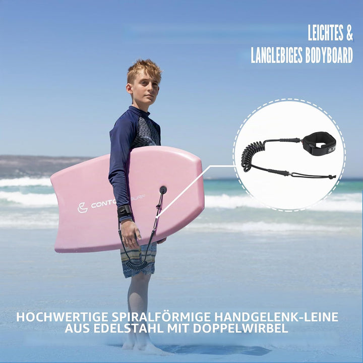 Reed Body Board Bodyboard für Strand, Kinder, Leichter EPS-Core, Doppelk, doppeltes Drehgelenk, gewi