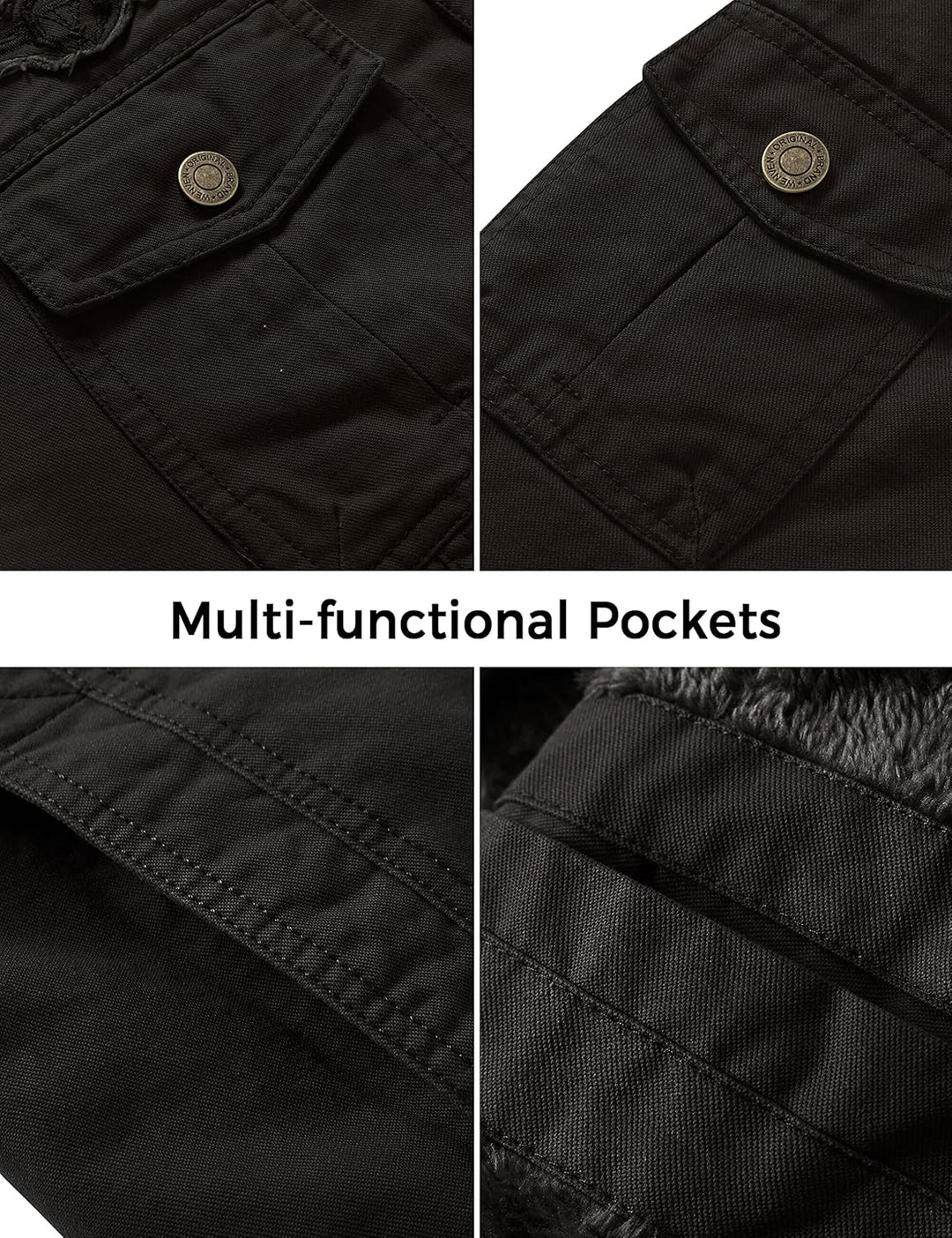 WenVen Herren Klassisch übergangsjacke Winter Warme Jacke Lässige Outdoor Winddichter Mäntel Verdick
