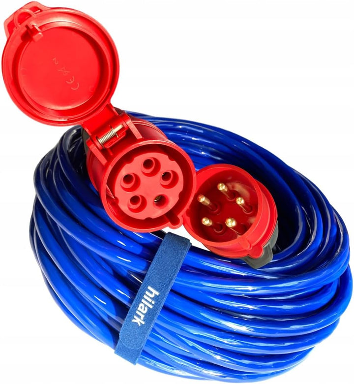 HILARK Verlängerungskabel H07BQ-F 5x2,5 16A IP44 Pur Grip 10m Blau 10 meter 5g2,5 mm2 16A Blau, 10 m