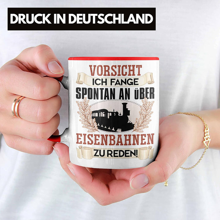 Trendation - Eisenbahner Tasse Geschenk für Modelleisenbahn-Fans Geschenkidee Ich Fange Spotan An Üb