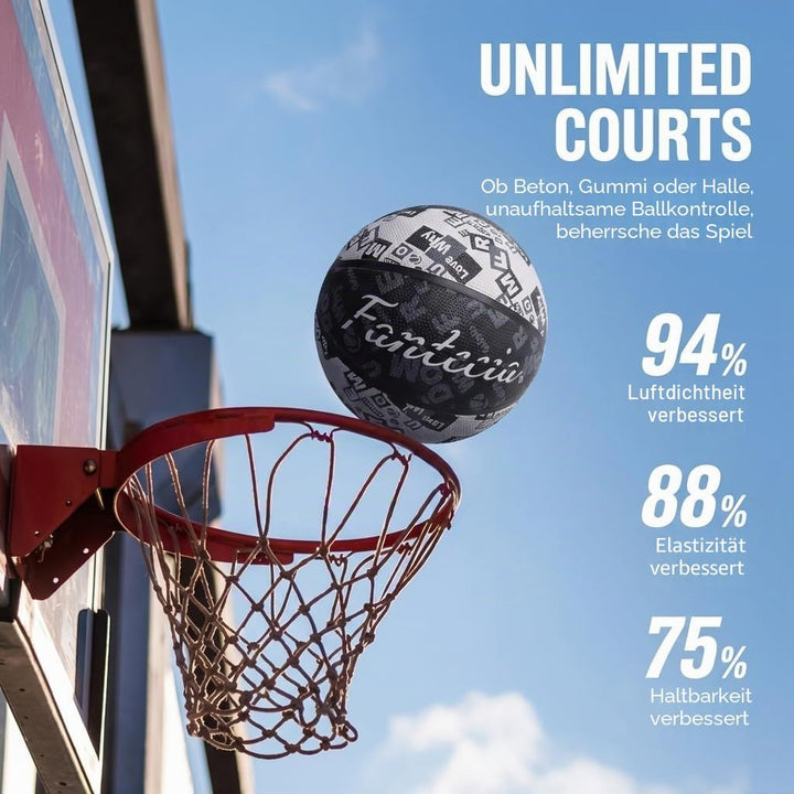 Basketball Grösse 5, Professioneller Wettkampf-Basketball aus Gummi, Trainingsball mit hohem Sprungv