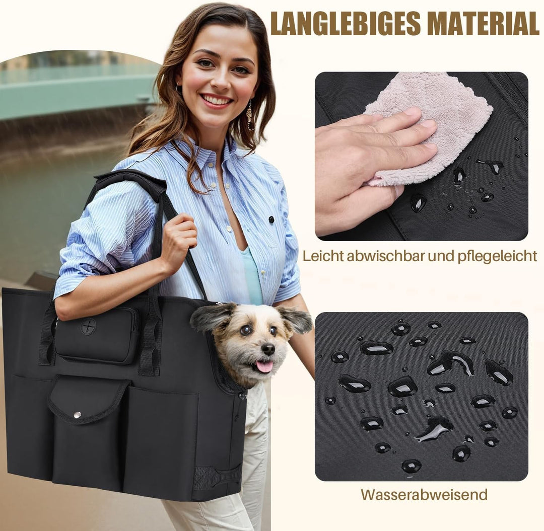 Eyein Hundetasche - Tragbare hundetragetasche mit Taschen & Sicherheitsleine, Atmungsaktive Transpor