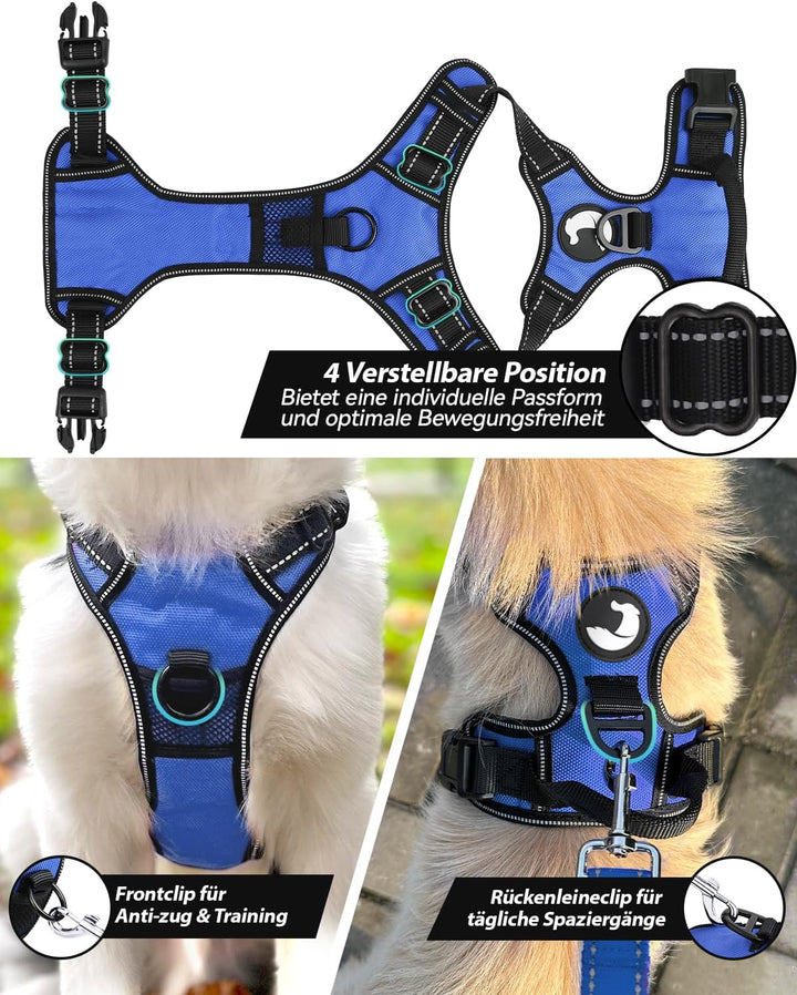 Joytale Anti-Zug Hundegeschirr für grosse Hunde, Navy Blau, L | Perfekter Sitz, gepolstert &amp; reflekt