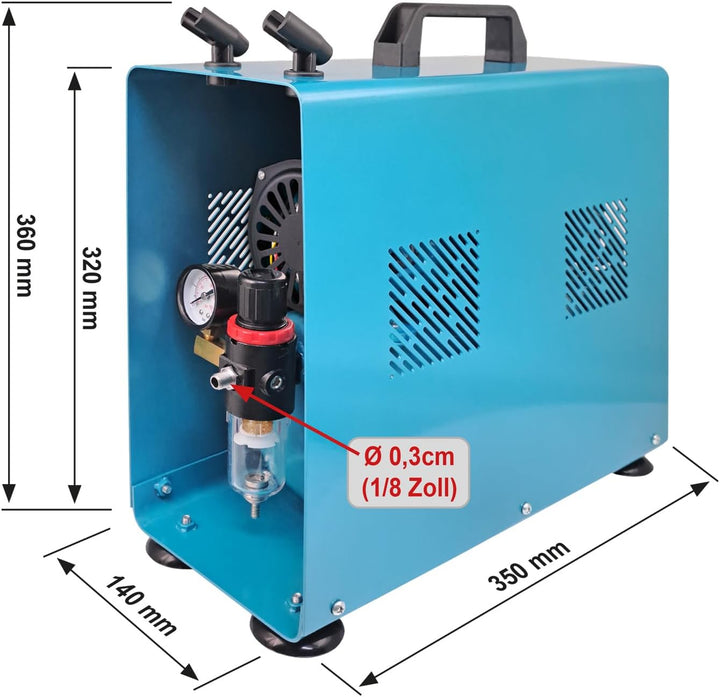 Profi-AirBrush Kompressor Universal II-C mit Start/Stop-Automatik, mit Schutzgehäuse LEISE und ENERG
