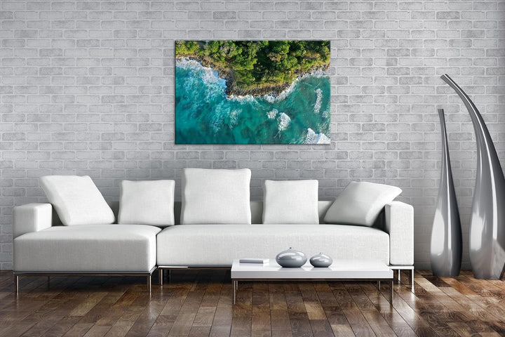deyoli Küste am Meer Format: 80x60 cm als Leinwandbild, Motiv fertig gerahmt auf Echtholzrahmen, Hoc