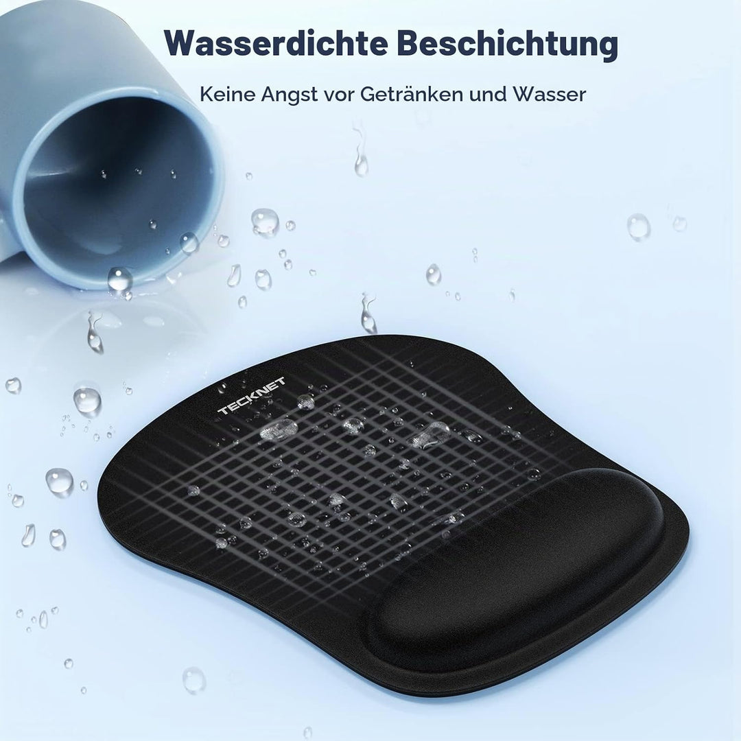 TeckNet Handgelenkauflage Tastatur mit Mauspad, rutschfeste Gummiunterlage, Gelpolsterung, besondere
